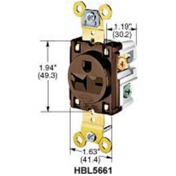 HUBBELL-SGL RCPT 2P3W 15A 250V 6-15R